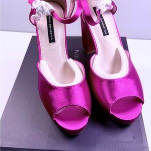 French Connection Fuchsia Peep-Toe Heels